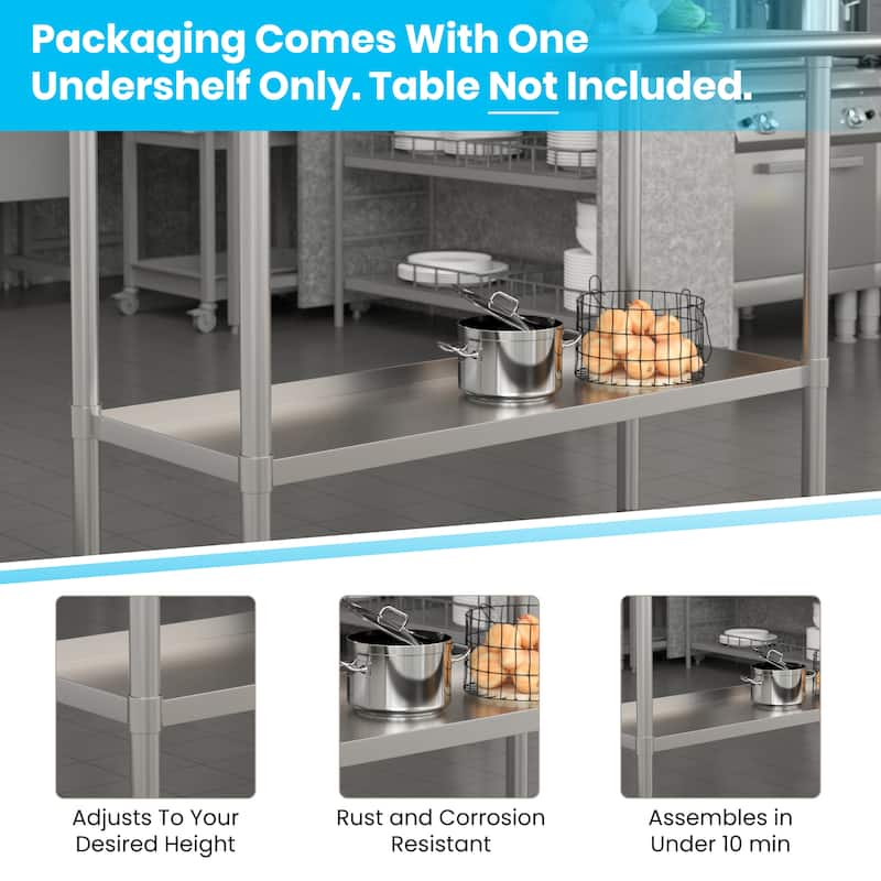 Galvanized Steel Adjustable Add-On Work Table Restaurant Shelf for Work Tables