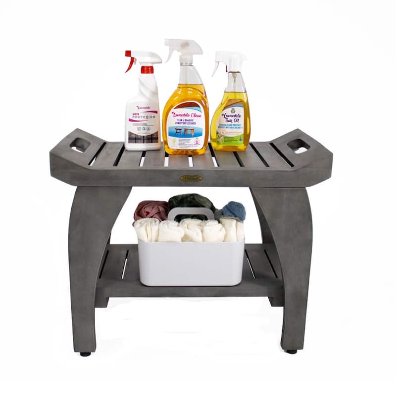 CoastalVogue Tranquility 24in Wide Shower Bench in a Gray Finish