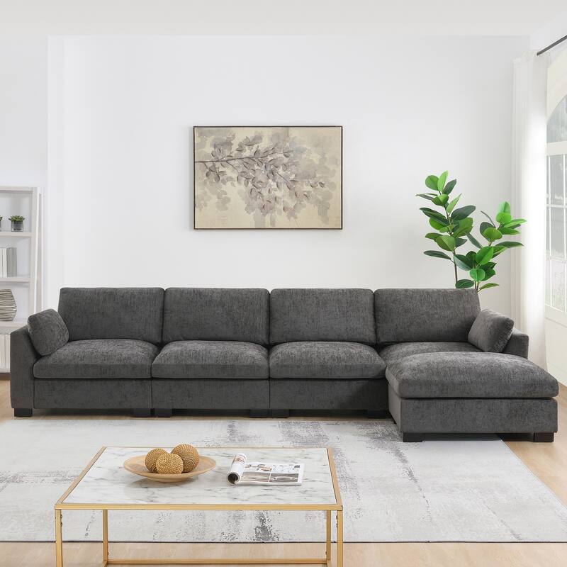 130" Modular L-Sectional - with Folding Table, Dual Charging Ports & Storage Pockets