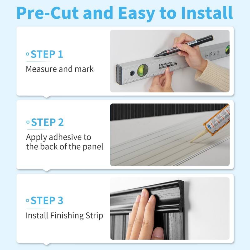 Art3d Decorative PS Wall Panel Kit with Trim, 12 Panels & 4 Edge Strips - N/A