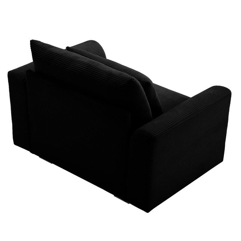 Corduroy Deep Seat Accent Chair with Waist Pillow for Living Room