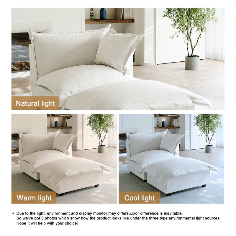 Casual 40"W Oversized Soft Comfy Cloud Chenille Chaise Lounge with Ottoman