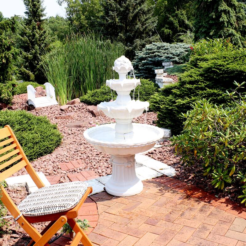 4-Tier Fruit Top Outdoor Water Fountain Backyard Garden Feature - 52"