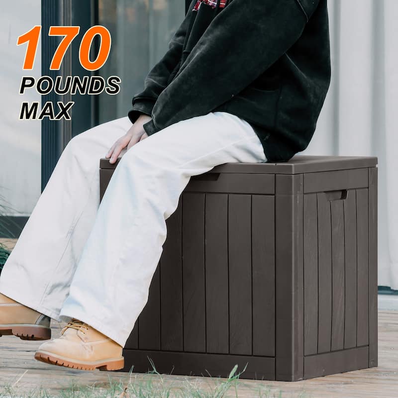 Deck Box with 31 Gallon Capacity, Weatherproof Resin Lockable Outdoor