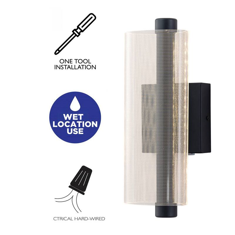 C Cattleya 3CCT Integrated LED Outdoor Wall Sconce with Etched Acrylic Shade