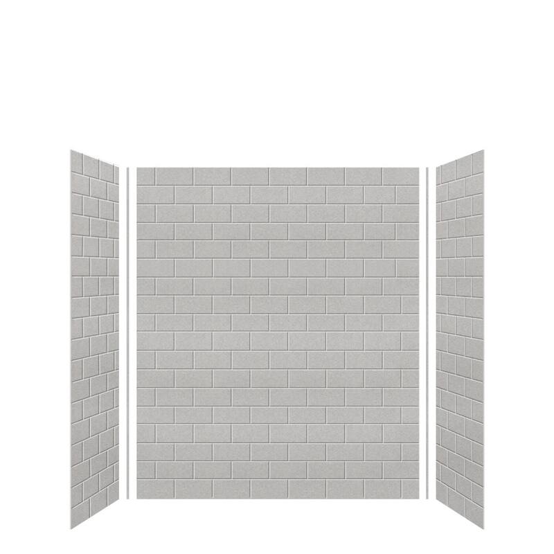 Transolid SWK603672 SaraMar 60" W x 36" D x 72" H Three Panel Shower - Grey Beach Subway Tile