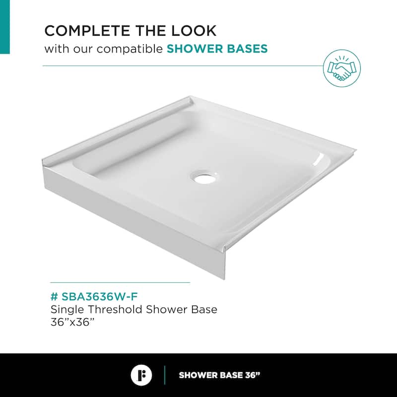 Fine Fixtures Hinged Clear Frameless Glass Shower Door Enclosure