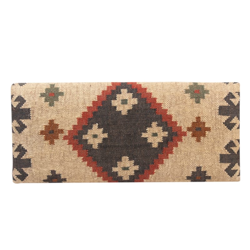 HERAT ORIENTAL Handmade Kilim Upholstered Bench with Shelf - 32"W x 14"D x 16"H