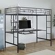 preview thumbnail 2 of 3, Metal Twin Loft Bed with Built-in Keyboard Tray in Black
