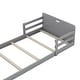 preview thumbnail 16 of 18, Classic Style Twin Size Floor Bed with Storage Footboard and Safety Guardrail,Sturdy Wood Construction
