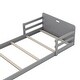 preview thumbnail 6 of 8, Twin Size Floor Bed with Storage Footboard and Safety Guardrail,Classic Style