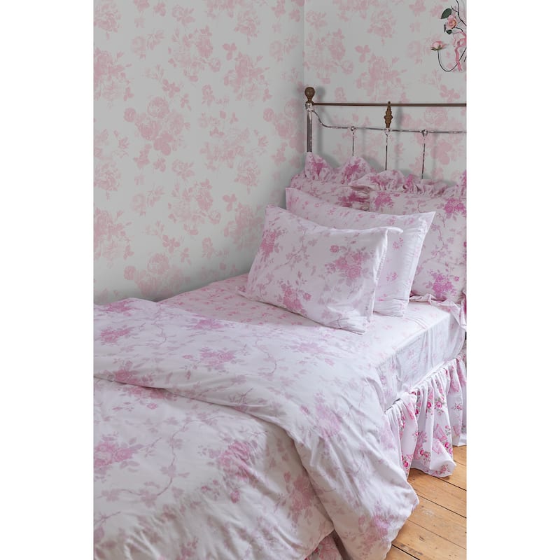 LoveShackFancy Everblooming Rosettes Faded Primrose Peel and Stick Wallpaper