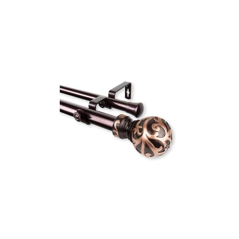 Contemporary Curtain Rod - Adjustable Length, Single Rod, Modern Design, Bronze Finish, 160-240 Inch - M