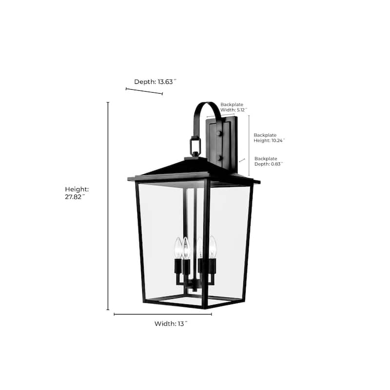 Fetterton 4-Light Outdoor Wall Sconce Powder Coated Black - Powder Coated Black