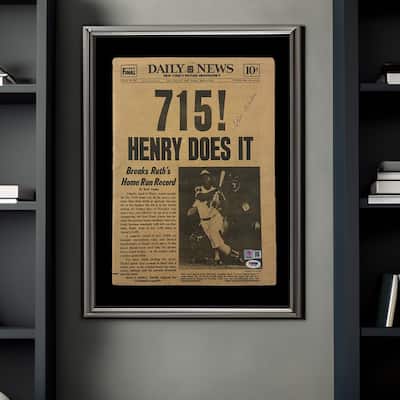 Hank Aaron Signed 1974 NY Daily News - Record-Breaking HR