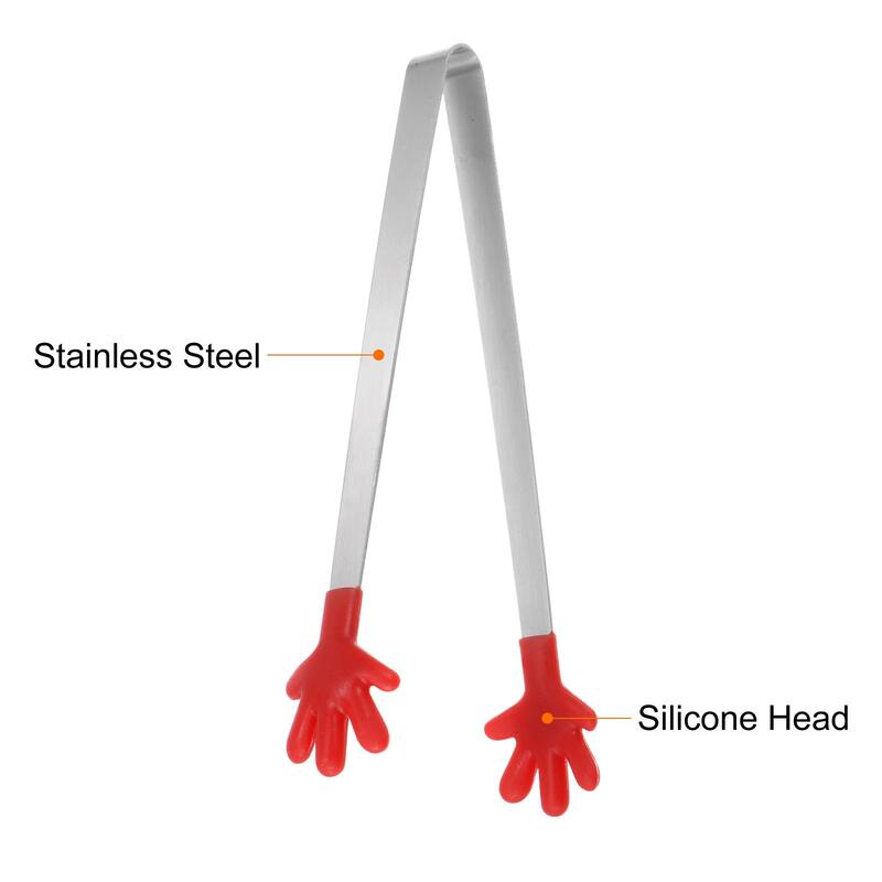 Mini Food Tongs Hand Shape Stainless Steel with Silicon Tips 8 Colors