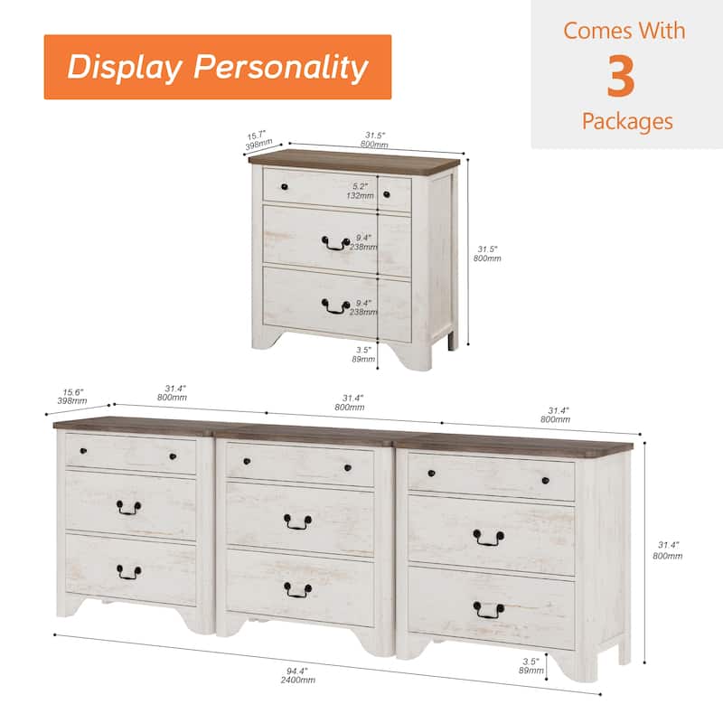 WAMPAT Farmhouse TV Stand For Tvs Up To 100", Modern 3-In-1 Entertainment Center, TV Console With Storage Cabinets,
