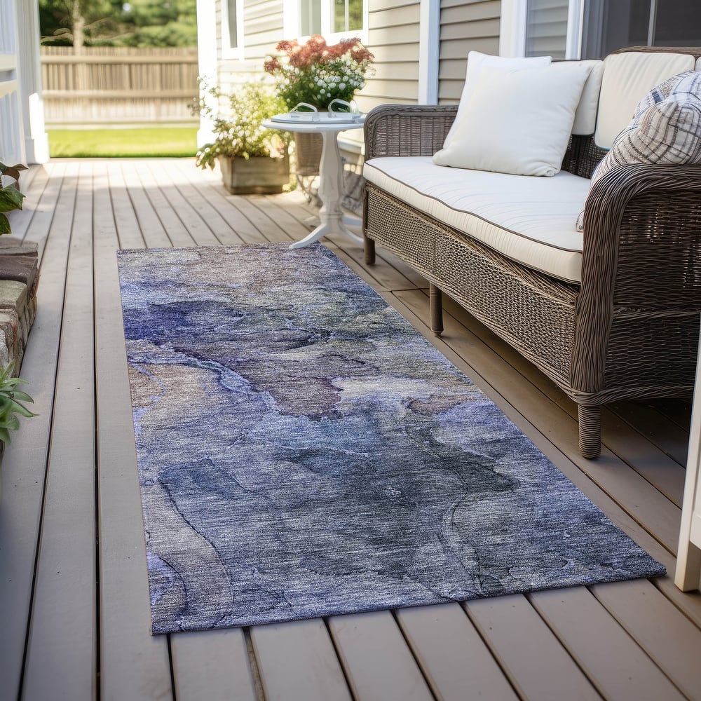 Machine Washable Indoor/ Outdoor Chantille Abstract Modern Rug