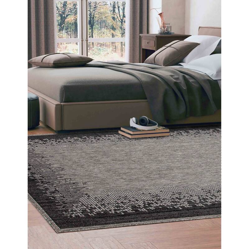 ECARPETGALLERY Machine Woven Edge Grey Area Rug