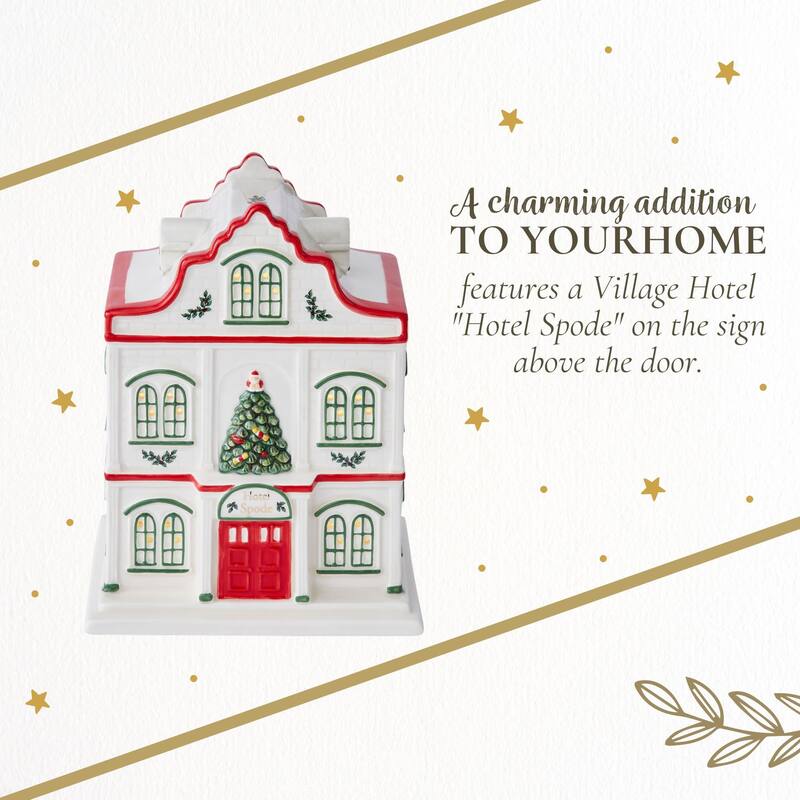 Spode Christmas Tree Village Hotel - 2.5" L x 2.5" W x 5.5" H