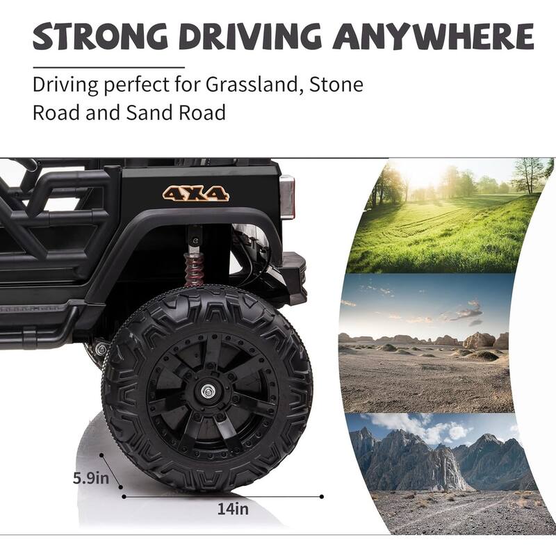 24V Ride on Car Truck with Remote Control, 2 Seater Kids Electric Car, Spring Suspension, 9Ah Battery Powered, 3 Speeds