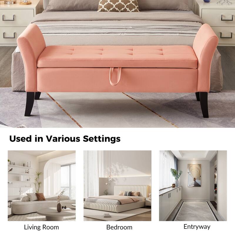 Ramiro Contemporary Velvet Storage Bench by HULALAHOME