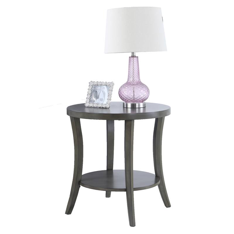 23" Modern Round End Table with Storage Shelf for Living Room and Bedroom