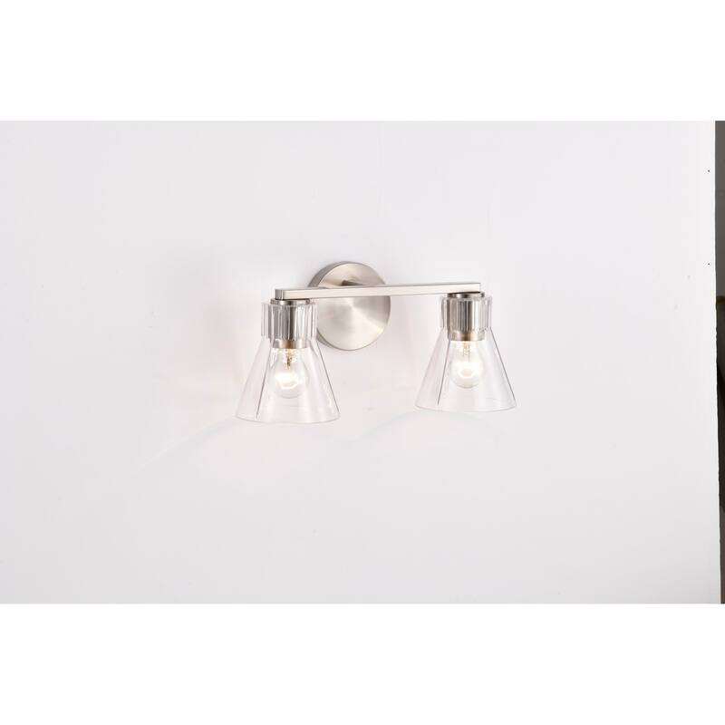 Gianna 2 Light Vanity Brushed Nickel Finish Clear Glass - Brushed Nickel