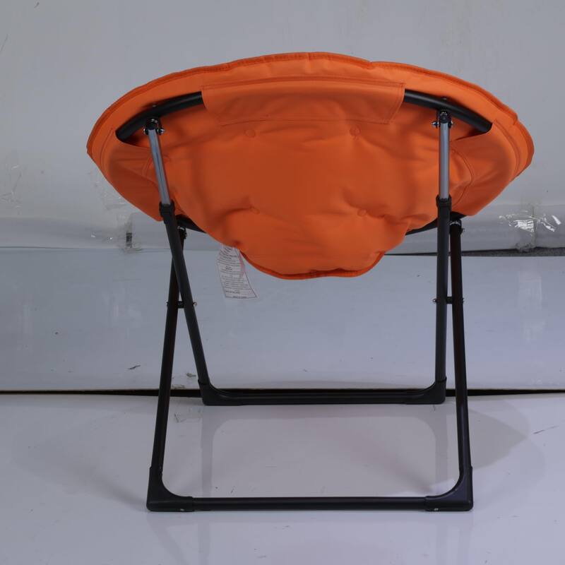 Comfy Folding Saucer Chair for Bedroom, Faux Fur Lounge Moon Chair with Sturdy Metal Frame, Oversized Plush Flower