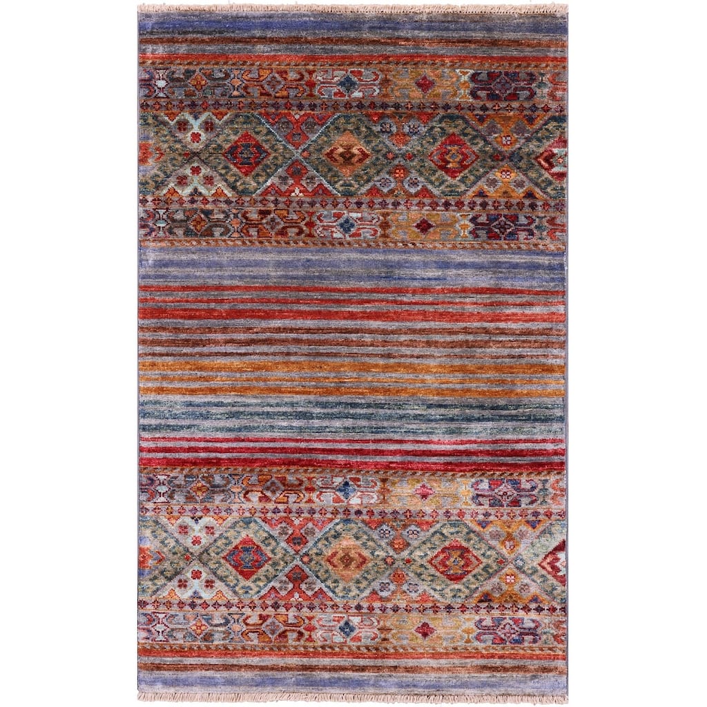 Golden Nile Khorjin Persian Gabbeh Hand Knotted Wool Rug - 2' 7" X 4' 2"