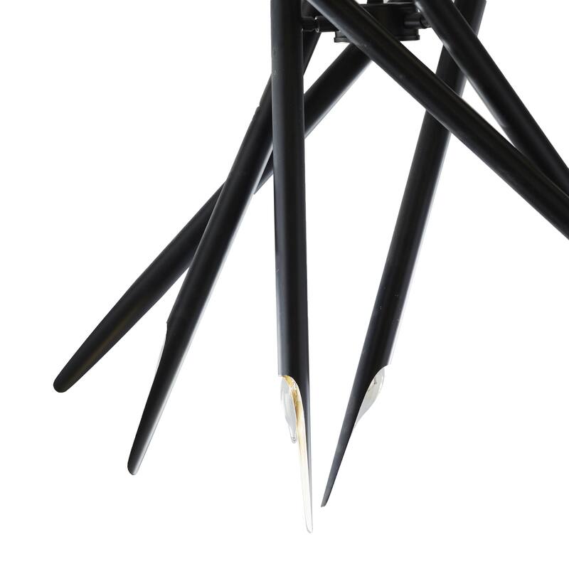 Metal Abstract 12 Light Room Chandelier with Angled Beams and Suspension Rod - Black - Roche River Decor
