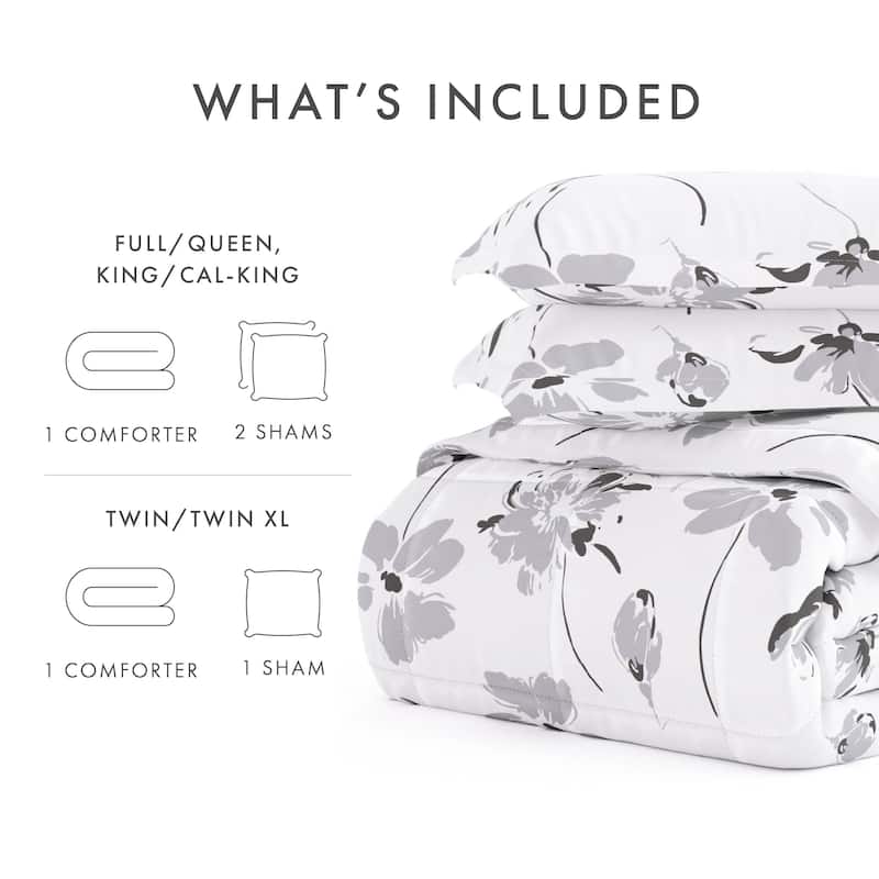 Becky Cameron Premium Magnolia Grey Patterned Comforter Set