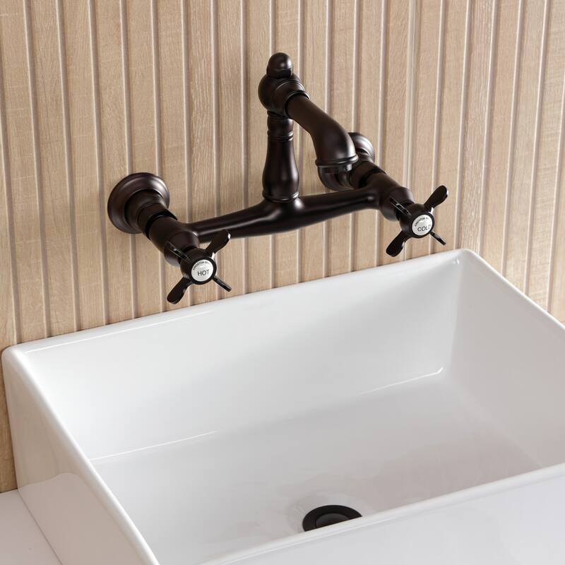 Kingston Brass Essex Two-Handle 2-Hole Wall Mount Bathroom Faucet