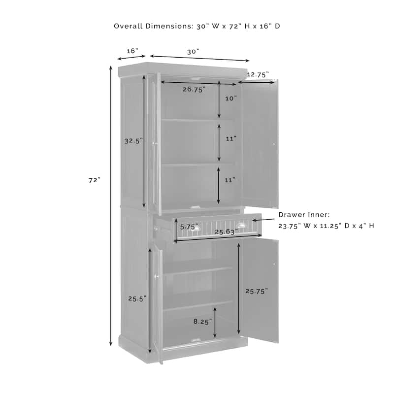 Crosley Seaside Distressed White Kitchen Pantry