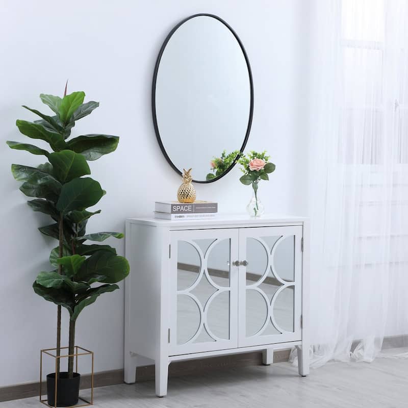 Elegant Lighting 34 Inch Oval Mirror with Metal Frame
