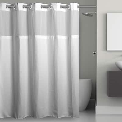 3-in-1 Microfiber Shower Curtain, 71" x 74", White