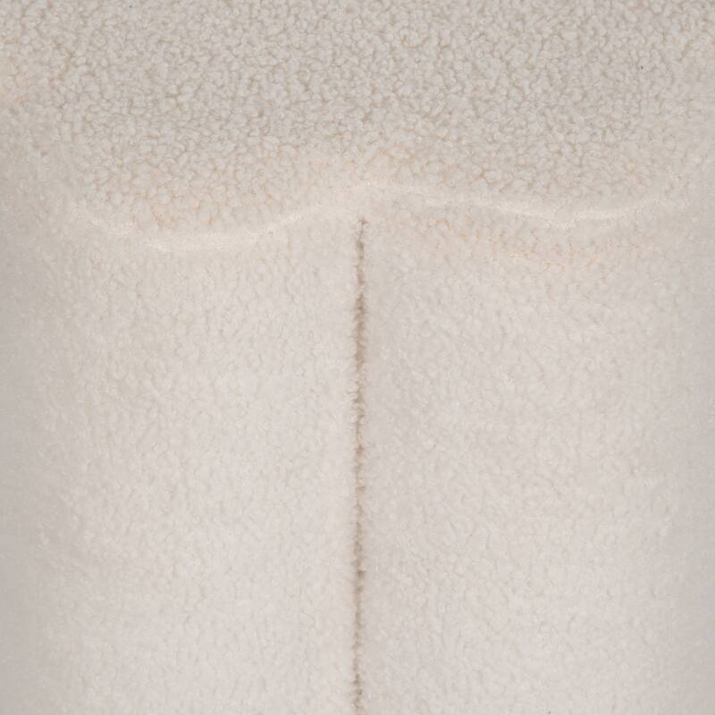 Sagebrook Home's White Petal Shaped Boucle Ottoman - MDF and Velvet Blend, 18-inch