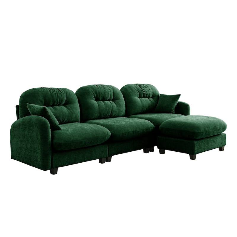 GDF Studio - Amori Modular Modern Chenille L-Shaped Sectional Sofa with Ottoman and Tufted Cushion Backrest