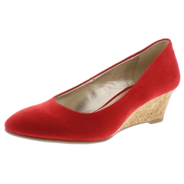 red suede wedges