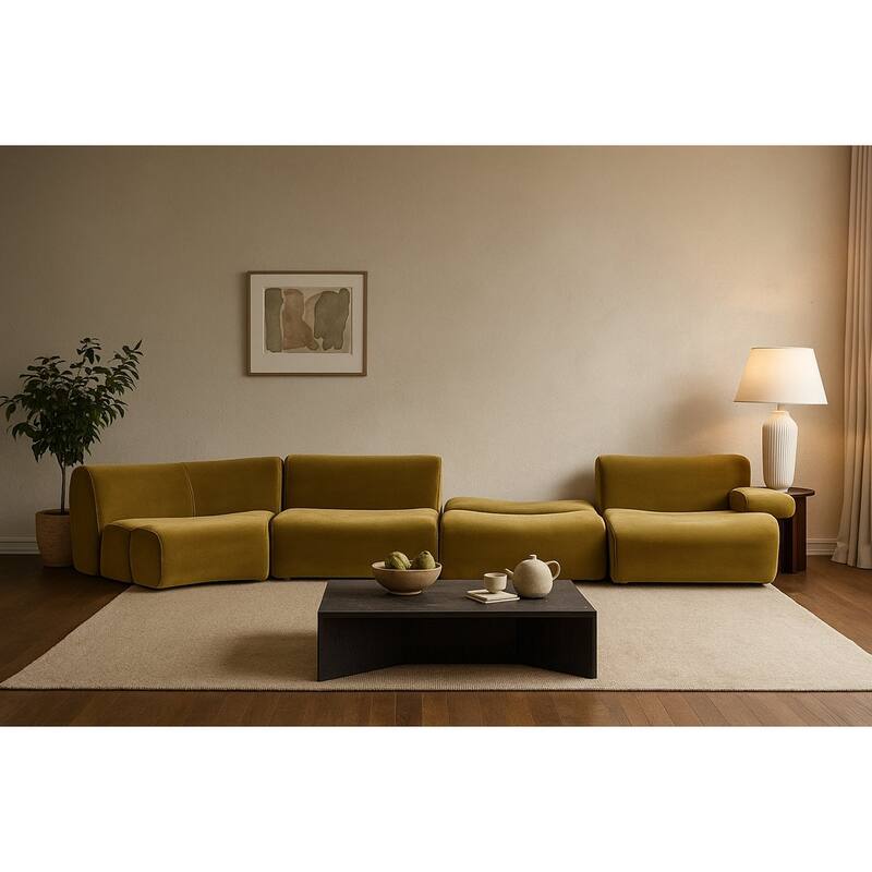 Ernest Premium Satin Velvet Modular 4pc Sectional Sofa