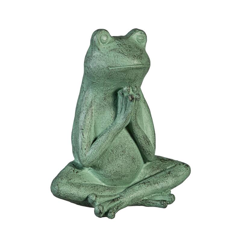 11" Praying Verdigris Frog Statue