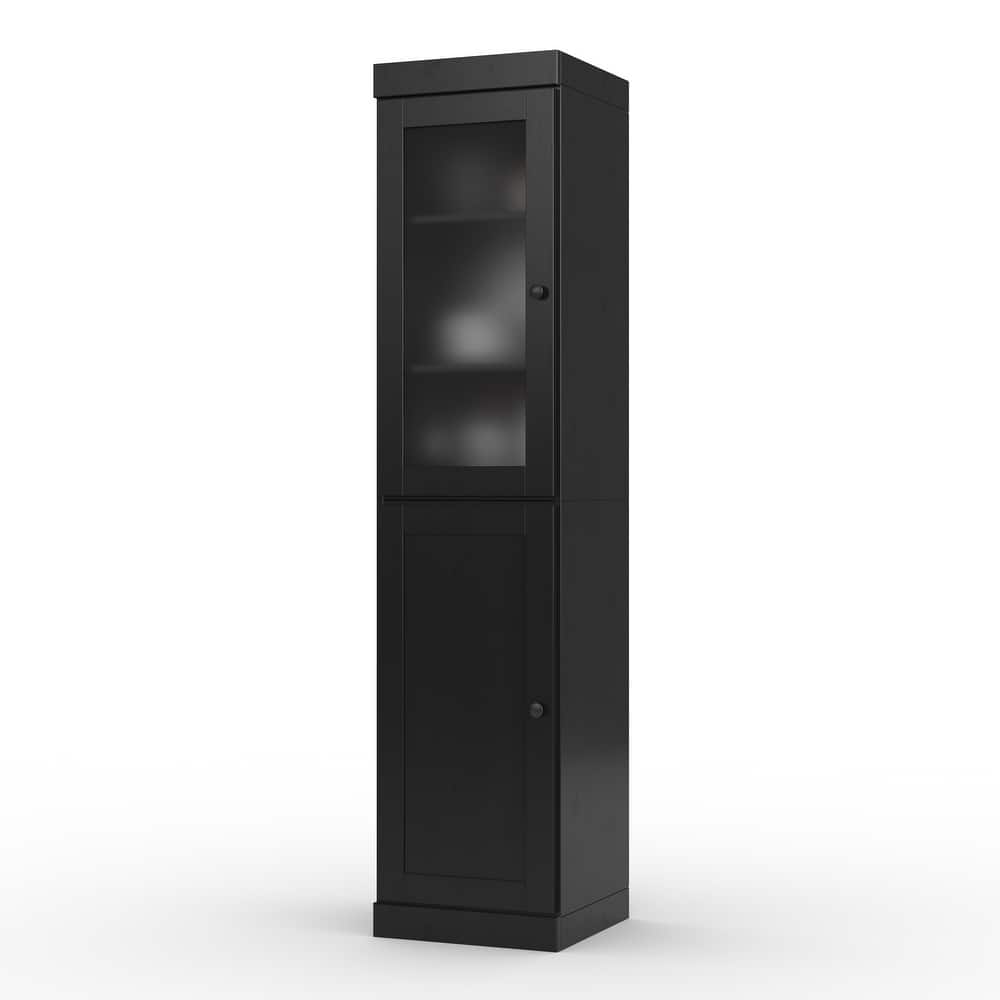 Palace Imports 100% Solid Wood 16.5" Pantry Cabinet with Frosted Glass, Shaker Doors and Adjustable Shelves