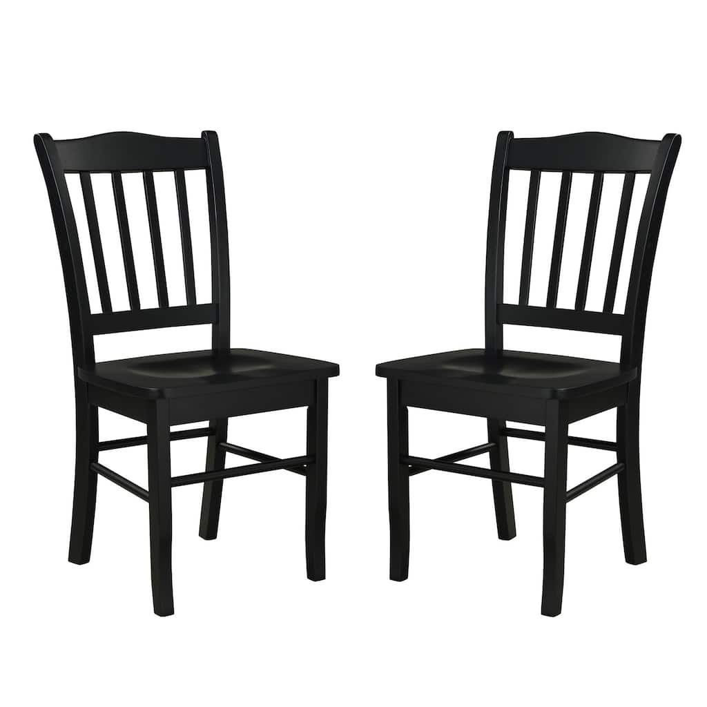 Nova 18 Inch Dining Side Chair Set of 2, Slatted Backrests, Jet Black Wood