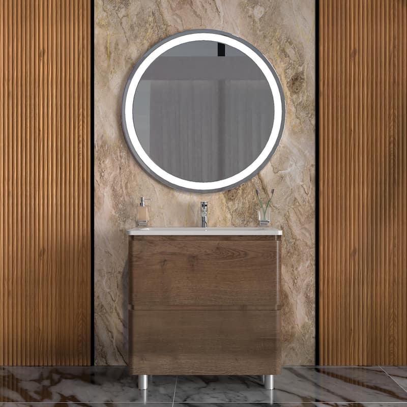 Modern Free Standing Bathroom Vanity with Washbasin | Comfort Collection mirror Omega R-line 32" included