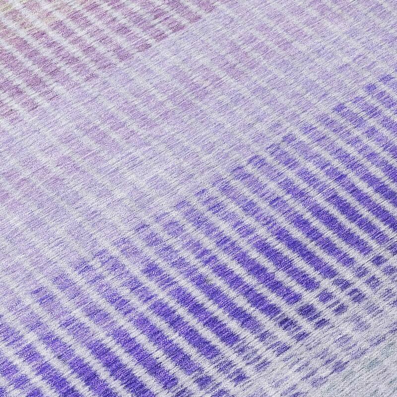 Machine Washable Indoor/ Outdoor Contemporary Stripes Chantille Rug