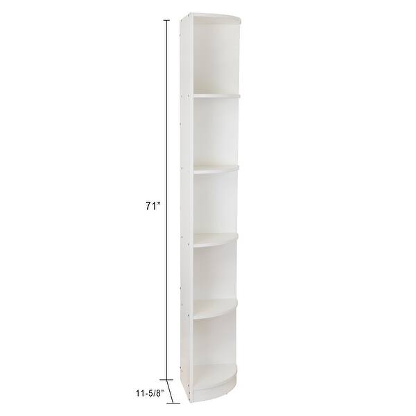 dimension image slide 2 of 5, Q-Max 5-tier Wood Display Corner Bookcase