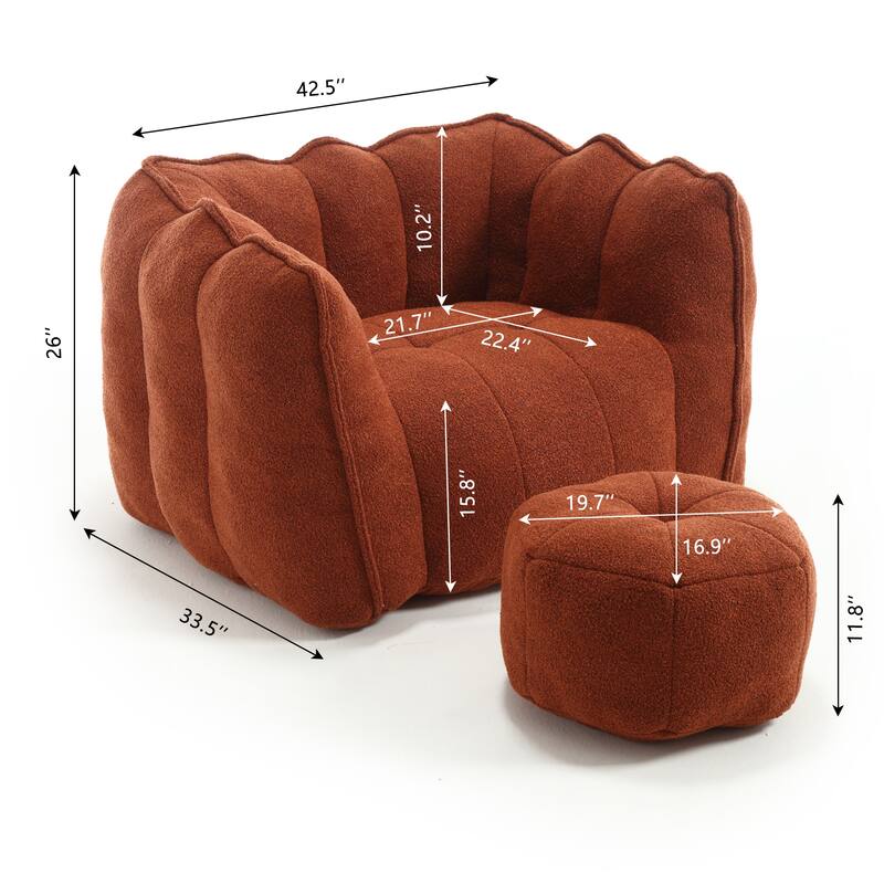 Soft Bean Bag Chair Comfortable Lazy Sofa with Footstool