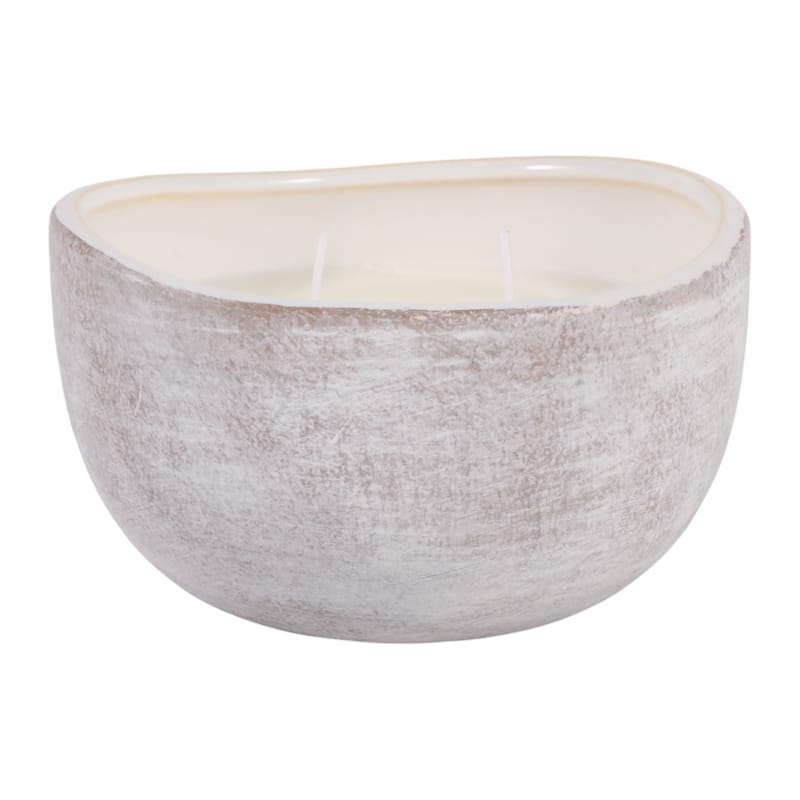 Decorative Textured Ceramic Magnolia and Lily Scented Candle