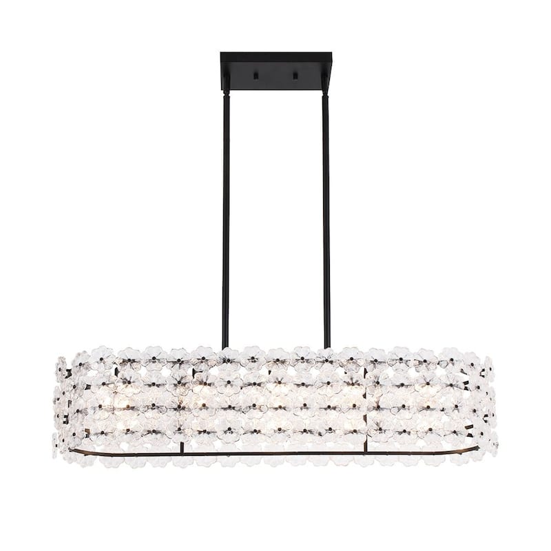 Glam 5-Light Glass Blossom Lantern Linear Island Chandelier 36.2 in