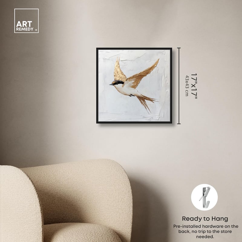 Simple Golden Swallow Canvas by Art Remedy
